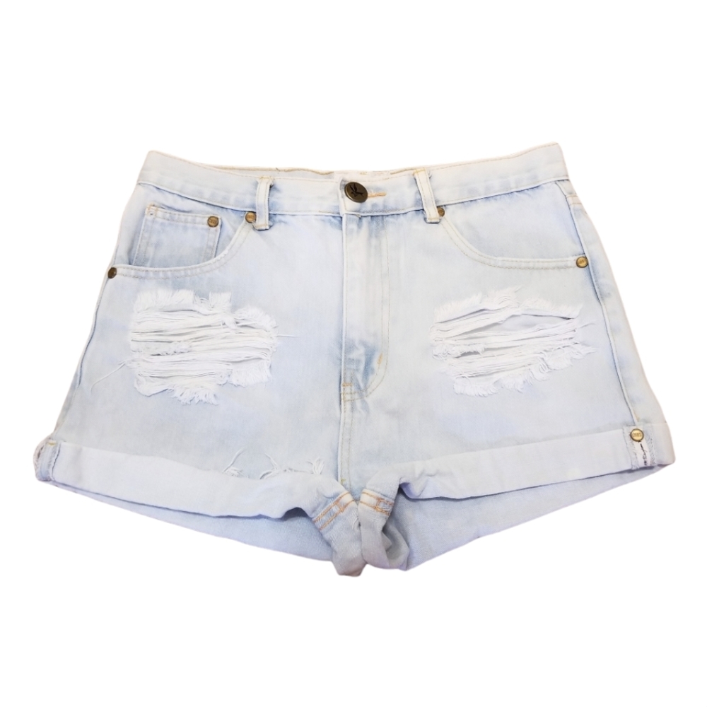 High Rise Distressed Shorts